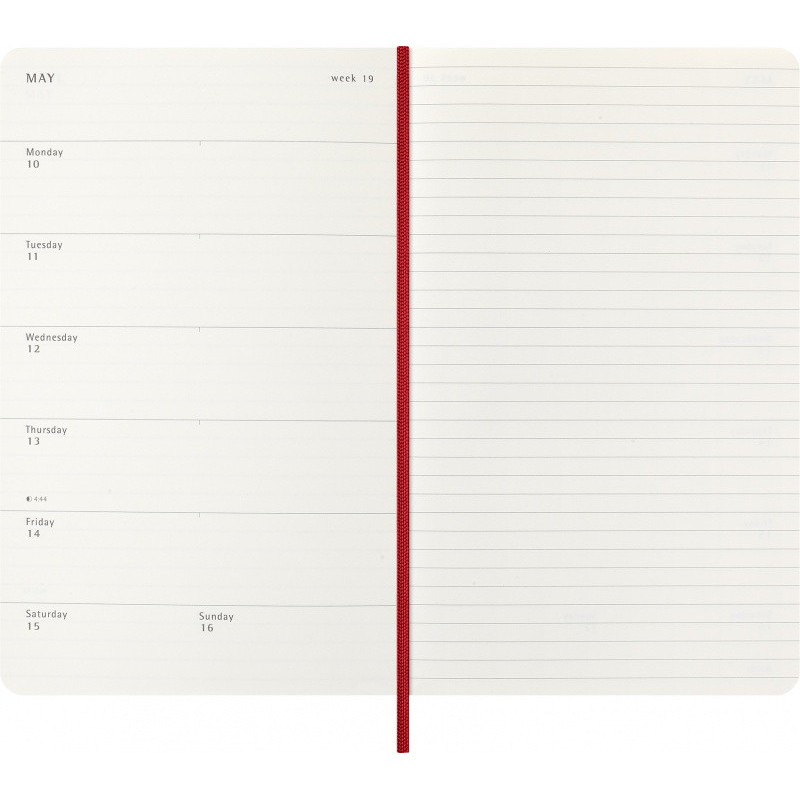 Kalendarz tygodniowy MOLESKINE 2027, 12M, L, 13x21cm, miękka oprawa, scarlet red