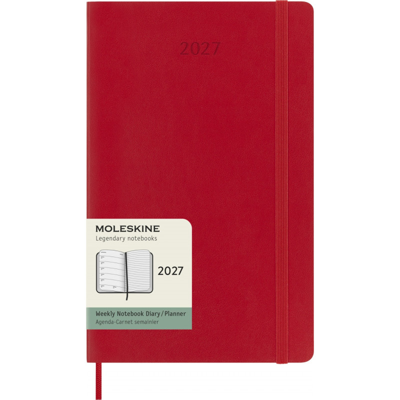 Kalendarz tygodniowy MOLESKINE 2027, 12M, L, 13x21cm, miękka oprawa, scarlet red
