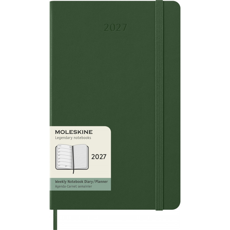 Kalendarz tygodniowy MOLESKINE 2027, 12M, L, 13x21cm, twarda oprawa, myrtle green