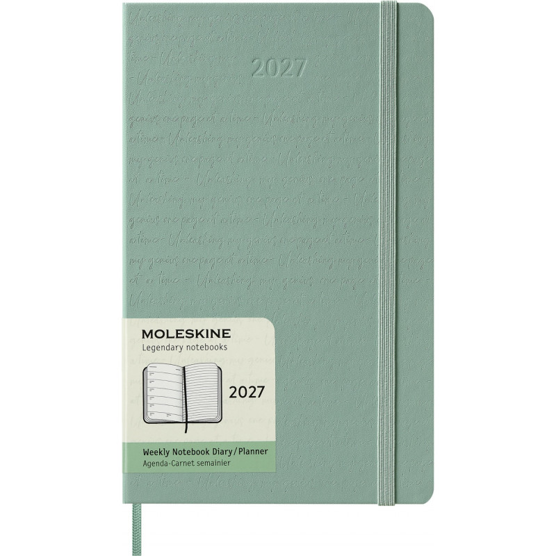 Kalendarz tygodniowy MOLESKINE 2027, 12M, L, 13x21cm, twarda oprawa, Sage Green