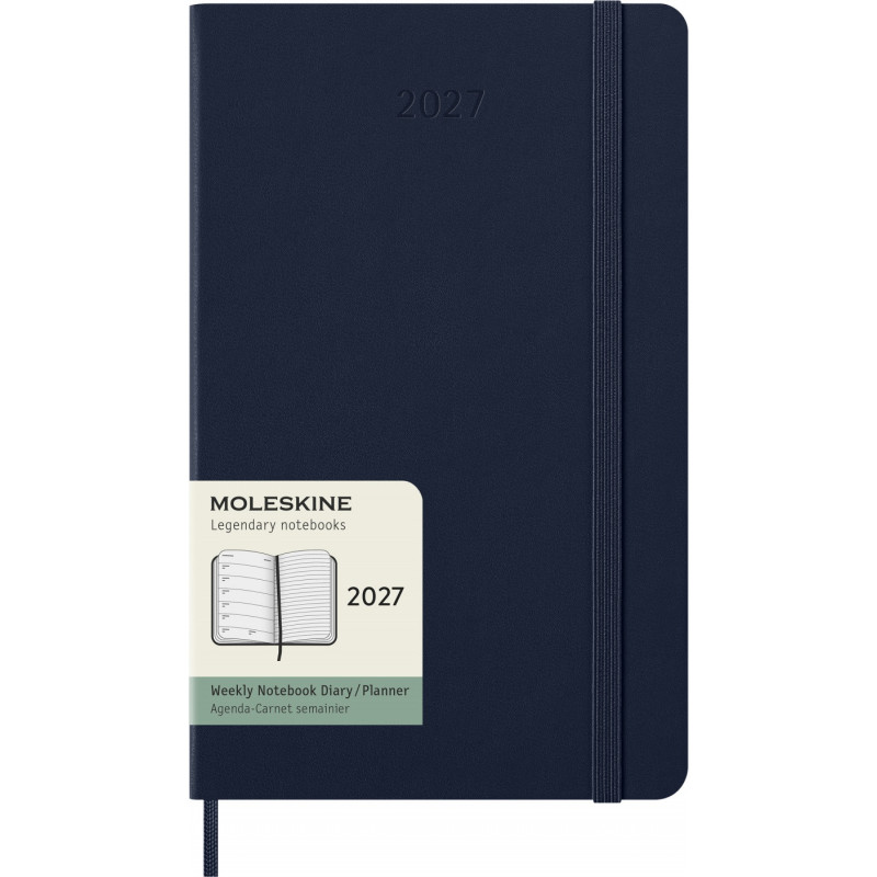 Kalendarz tygodniowy MOLESKINE 2027, 12M, L, 13x21cm, twarda oprawa, sapphire blue