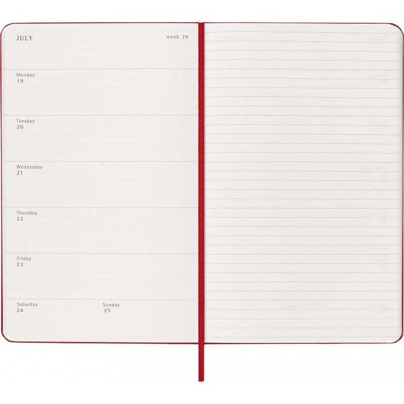 Kalendarz tygodniowy MOLESKINE 2027, 12M, L, 13x21cm, twarda oprawa, scarlet red