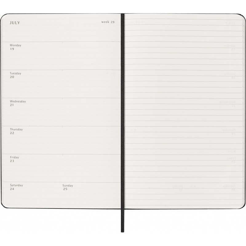 Kalendarz tygodniowy MOLESKINE 2027, 12M, L, 13x21cm, twarda oprawa, czarny
