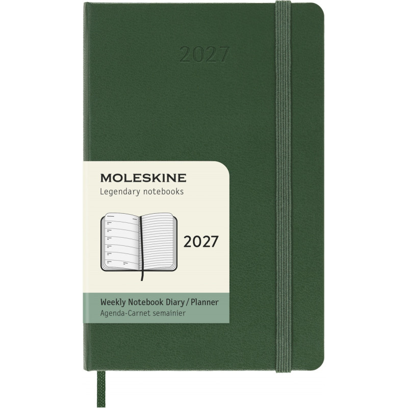 Kalendarz tygodniowy MOLESKINE 2027, 12M, P, 9x14cm, twarda oprawa, myrtle green