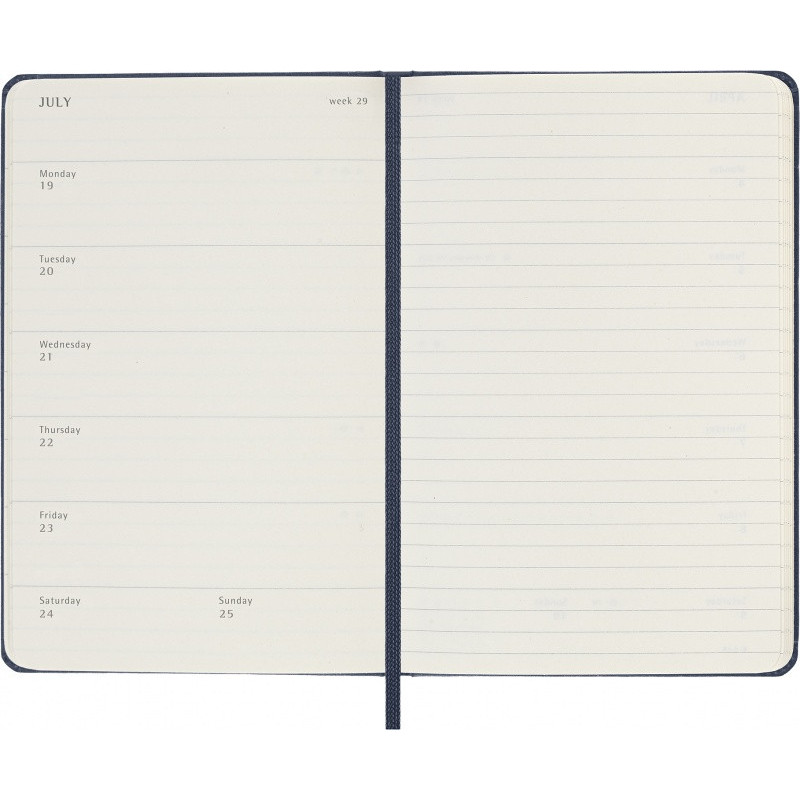 Kalendarz tygodniowy MOLESKINE 2027, 12M, P, 9x14cm, twarda oprawa, sapphire blue
