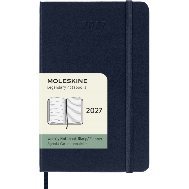 Kalendarz tygodniowy MOLESKINE 2027, 12M, P, 9x14cm, twarda oprawa, sapphire blue