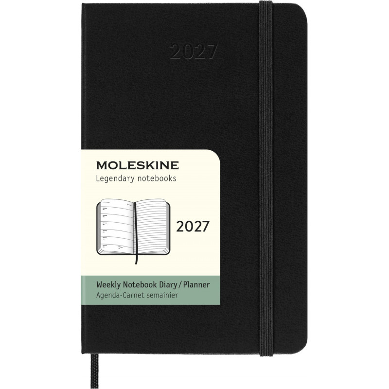 Kalendarz tygodniowy MOLESKINE 2027, 12M, P, 9x14cm, twarda oprawa, czarny