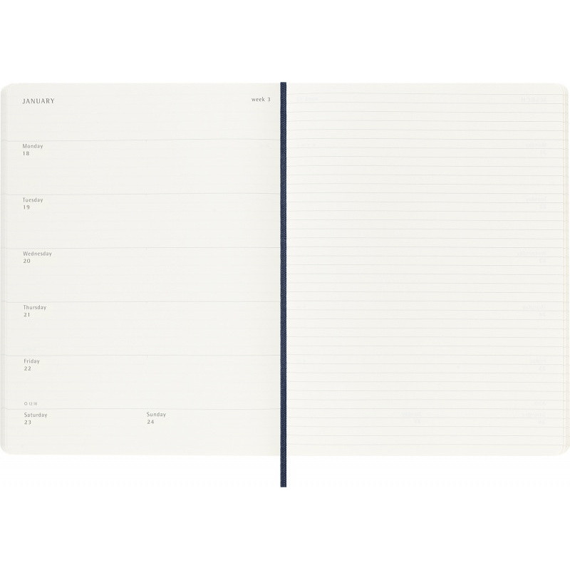 Kalendarz tygodniowy MOLESKINE 2027, 12M, XL, 19x25cm, miękka oprawa, sapphire blue
