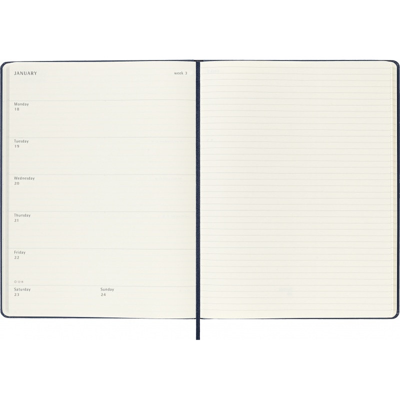 Kalendarz tygodniowy MOLESKINE 2027, 12M, XL, 19x25cm, twarda oprawa, sapphire blue