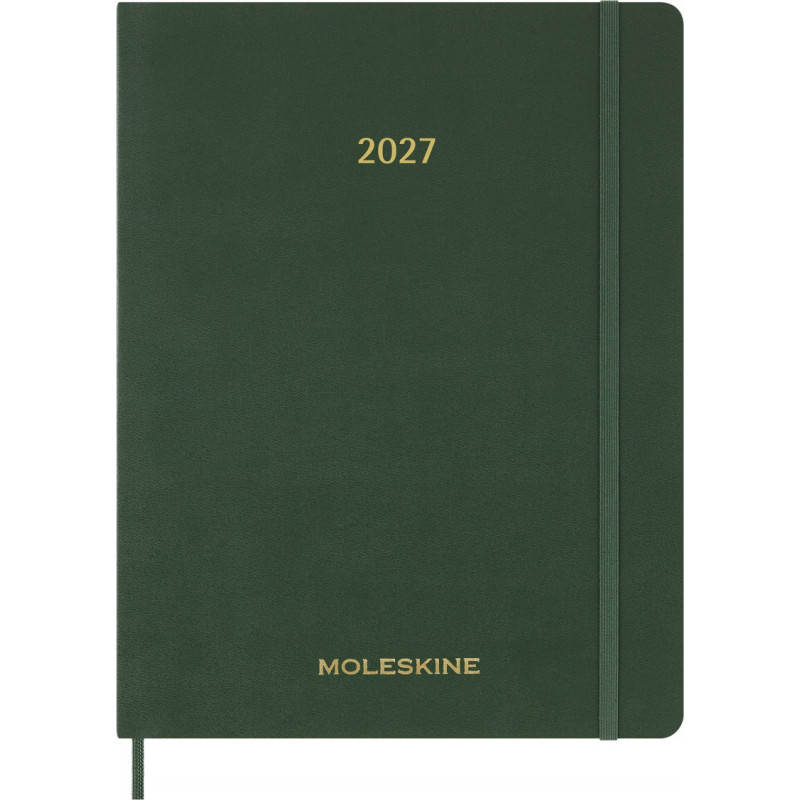 Kalendarz tygodniowy wertykalny MOLESKINE 2027, 13M, XXL, 23,5x38cm, miękka oprawa, myrtle green