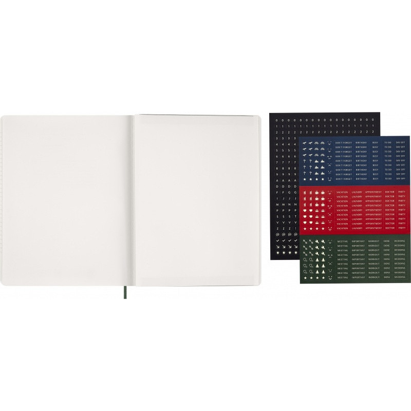 Kalendarz tygodniowy wertykalny MOLESKINE 2027, 13M, XXL, 23,5x38cm, miękka oprawa, myrtle green
