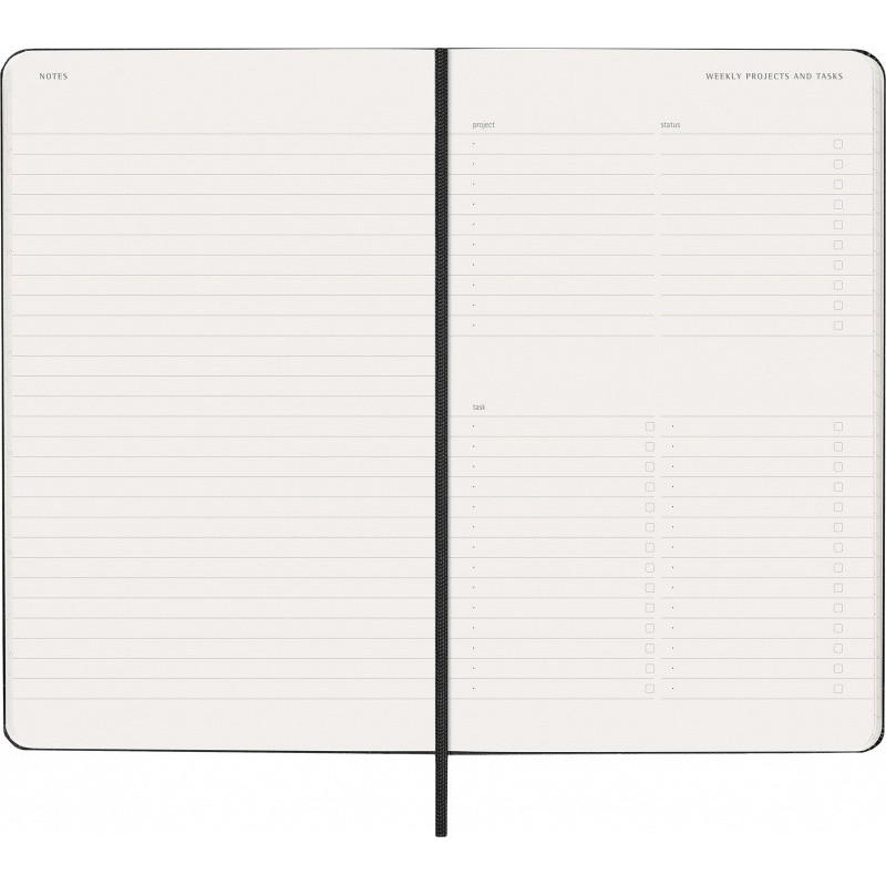 Kalendarz tygodniowy wertykalny MOLESKINE Pro 2027, 12M, L, 13x21cm, twarda oprawa, czarny