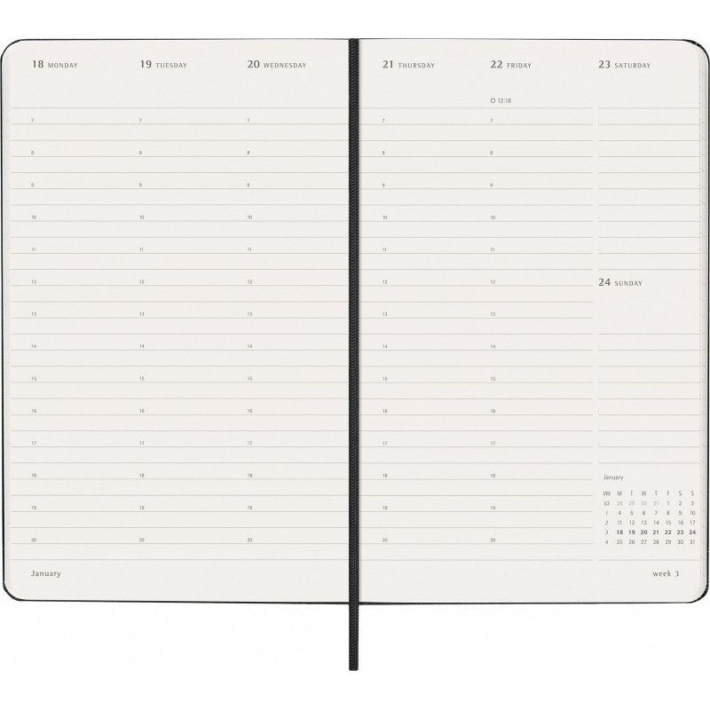 Kalendarz tygodniowy wertykalny MOLESKINE Pro 2027, 12M, L, 13x21cm, twarda oprawa, czarny