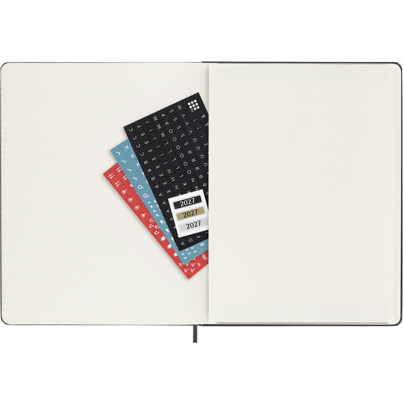 Kalendarz tygodniowy wertykalny MOLESKINE Pro 2027, 12M, XL, 19x25cm, twarda oprawa, czarny