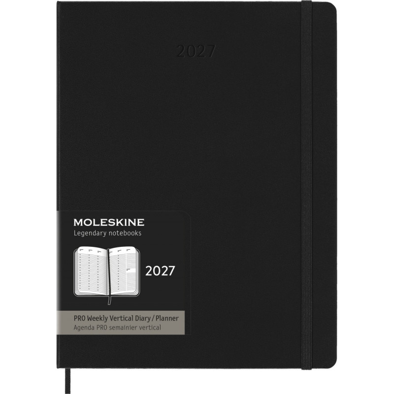 Kalendarz tygodniowy wertykalny MOLESKINE Pro 2027, 12M, XL, 19x25cm, twarda oprawa, czarny