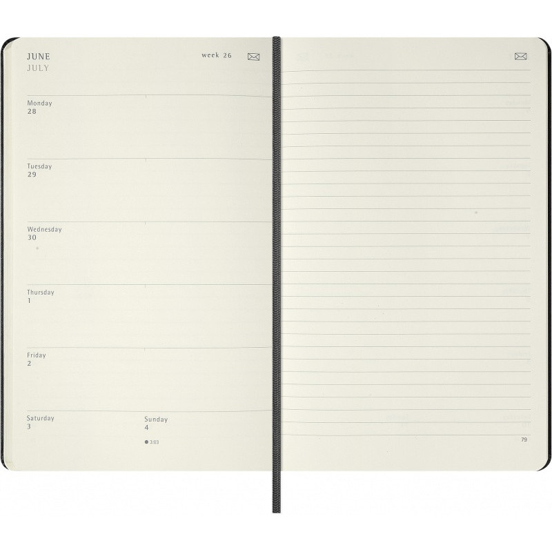 Kalendarz tygodniowy MOLESKINE Smart 2027, 12M, L, 13x21cm, twarda oprawa, czarny