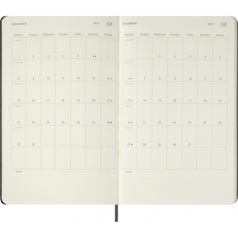 Kalendarz tygodniowy MOLESKINE Smart 2027, 12M, L, 13x21cm, twarda oprawa, czarny