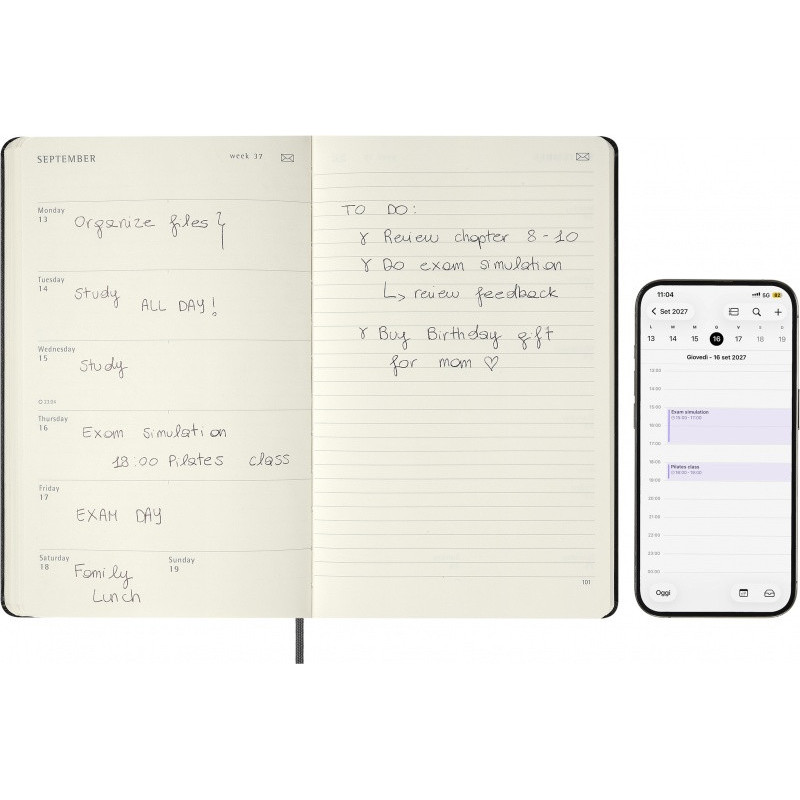 Kalendarz tygodniowy MOLESKINE Smart 2027, 12M, L, 13x21cm, twarda oprawa, czarny