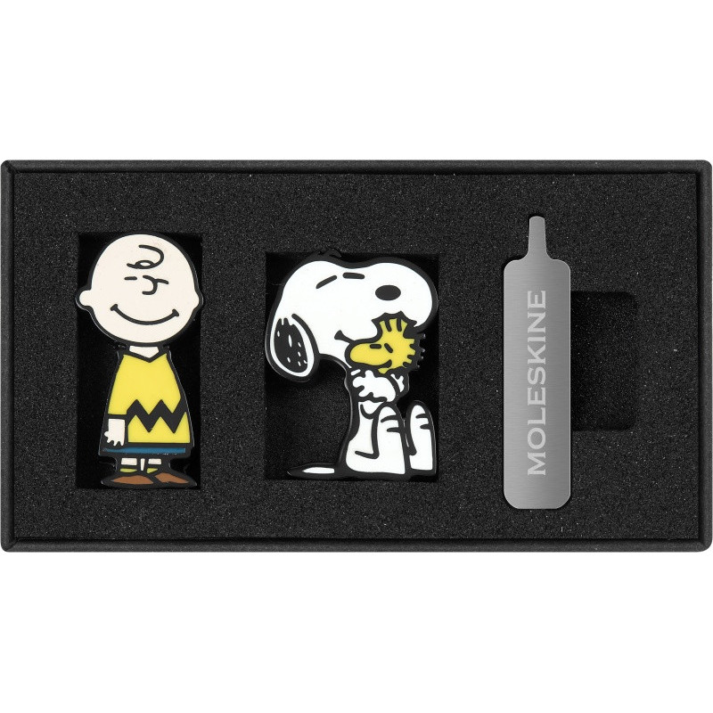 Zestaw MOLESKINE Peanuts, edycja limitowana: 2 przypinki + notes Snoopy & Charlie
