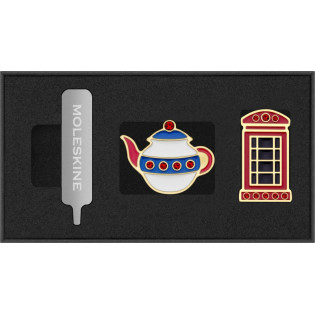 Zestaw 2 przypinek MOLESKINE Kraje, UK, Teapot & Phone box