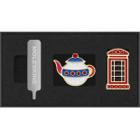 Zestaw 2 przypinek MOLESKINE Kraje, UK, Teapot & Phone box