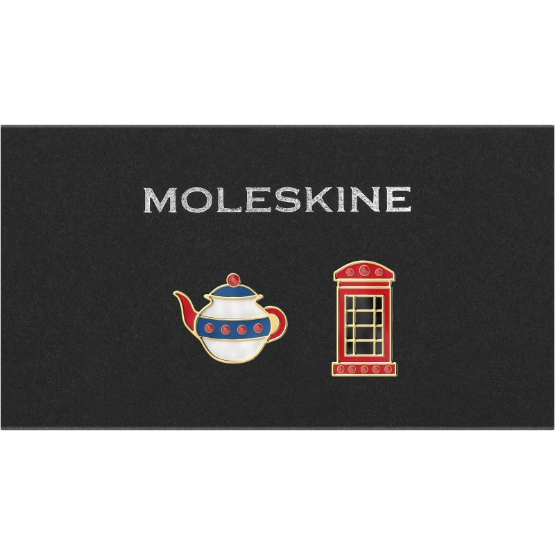 Zestaw 2 przypinek MOLESKINE Kraje, UK, Teapot & Phone box