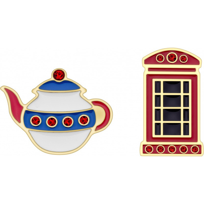 Zestaw 2 przypinek MOLESKINE Kraje, UK, Teapot & Phone box