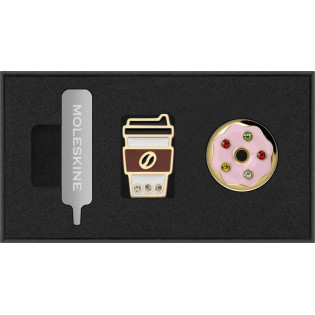 Zestaw 2 przypinek MOLESKINE Kraje, US East Coast, Coffee Cup & Doughnut