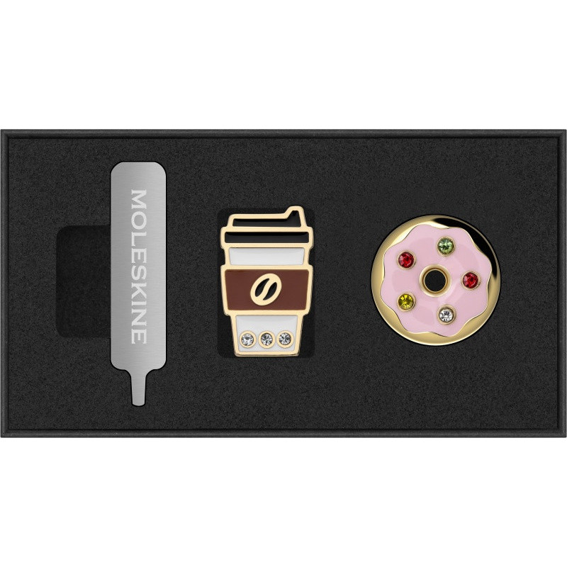 Zestaw 2 przypinek MOLESKINE Kraje, US East Coast, Coffee Cup & Doughnut