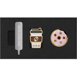 Zestaw 2 przypinek MOLESKINE Kraje, US East Coast, Coffee Cup & Doughnut