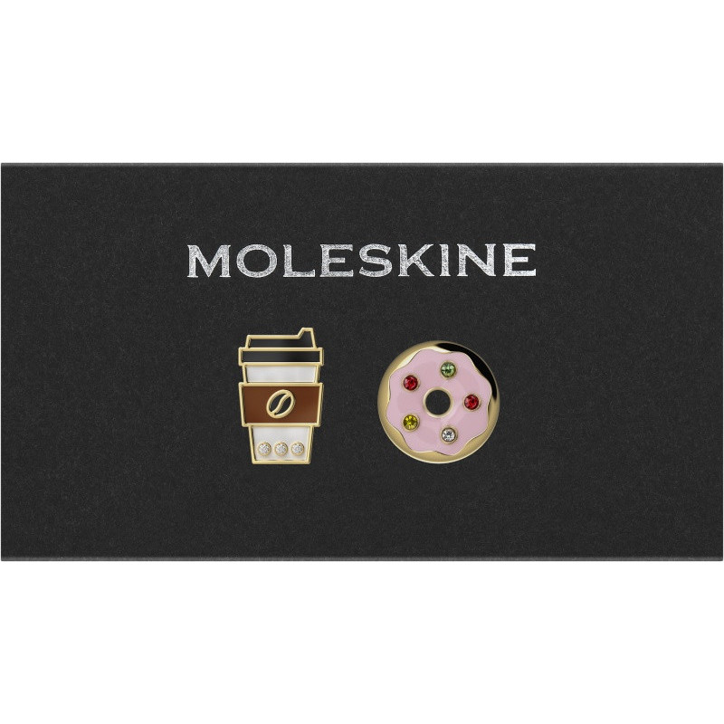 Zestaw 2 przypinek MOLESKINE Kraje, US East Coast, Coffee Cup & Doughnut