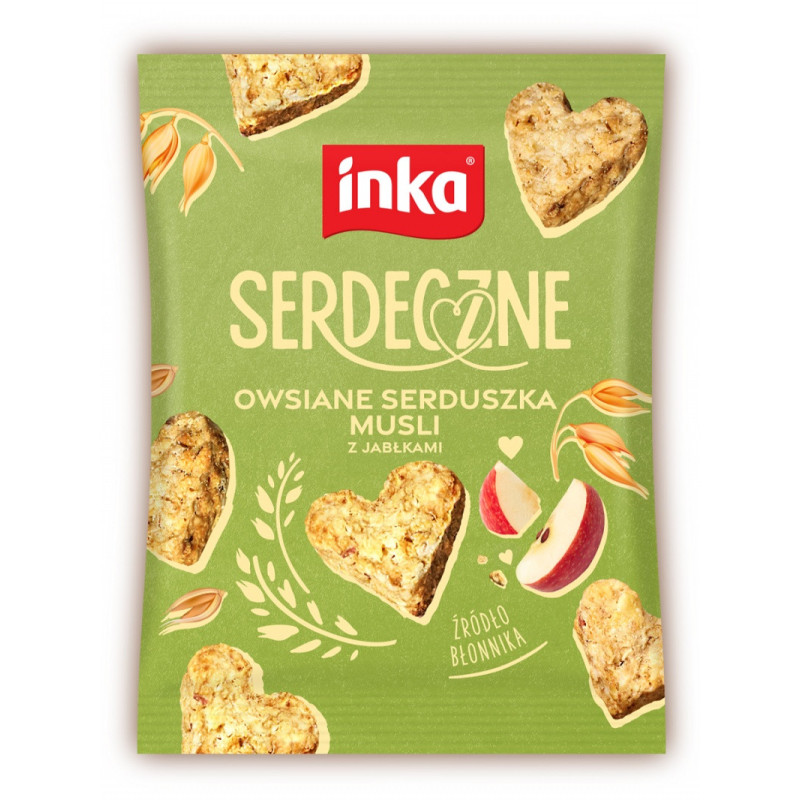 Musli INKA, owsiane serduszka z jabłkami, 50g