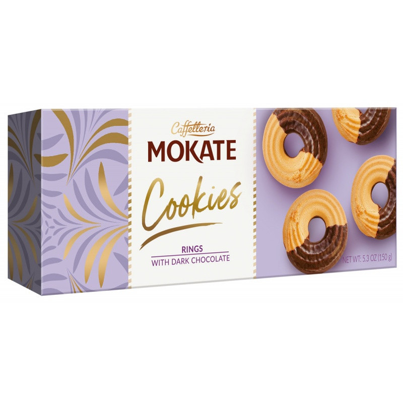 Ciastka MOKATE, ringi z ciemną czekoladą, 150g