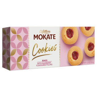 Ciastka MOKATE, ringi z nadzieniem malinowym, 150g