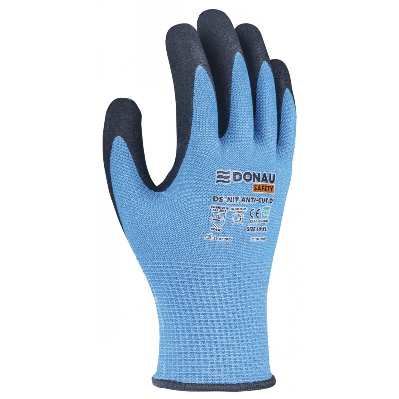Rękawice antyprzecięciowe DONAU SAFETY DS-NIT Anti-Cut D, rozm. 7, niebieskie