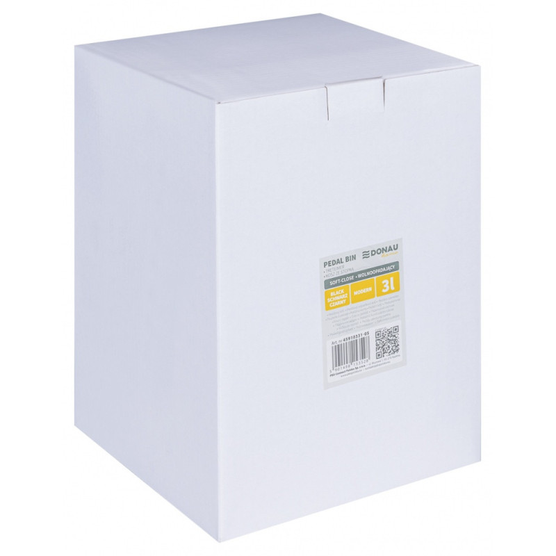 Kosz ze stopką DONAU HOME Modern, wolnoopadający, 3l, czarny