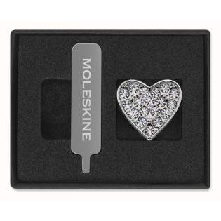 Przypinka MOLESKINE Heart Crystal, srebrna