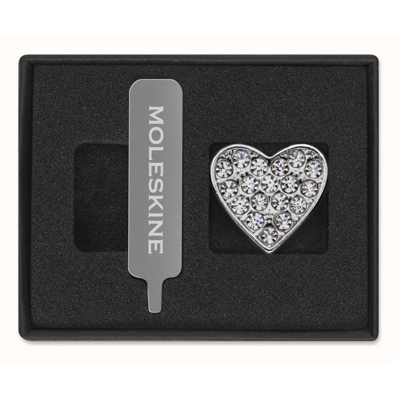 Przypinka MOLESKINE Heart Crystal, srebrna