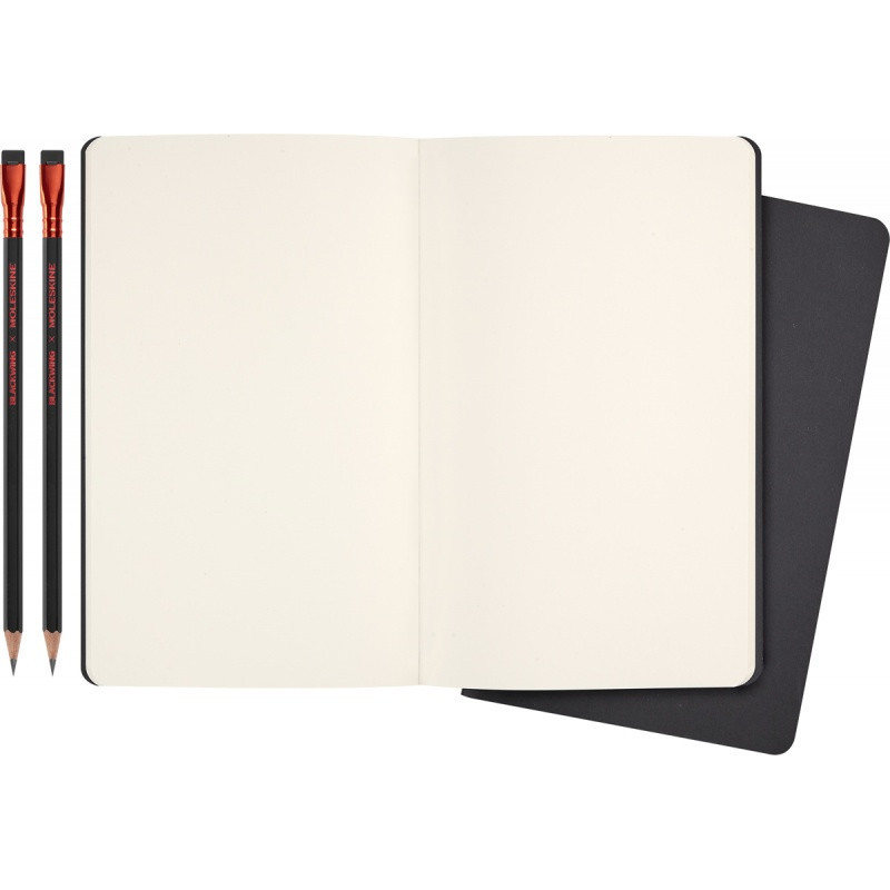 Zestaw Blackwing x MOLESKINE: 2 ołówki miękkie + 2 zeszyty Cahier w linie