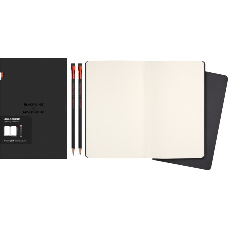 Zestaw Blackwing x MOLESKINE: 2 ołówki miękkie + 2 zeszyty Cahier w linie