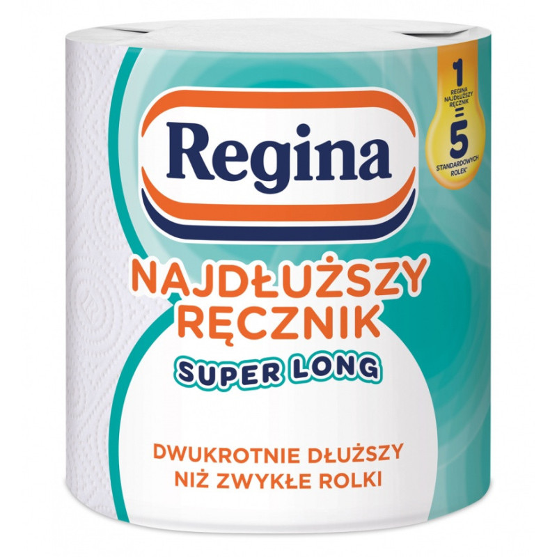 Ręcznik papierowy REGINA Super Long, 2-warstwowy, 50,6m, 220 listków, 1 rolka, biały