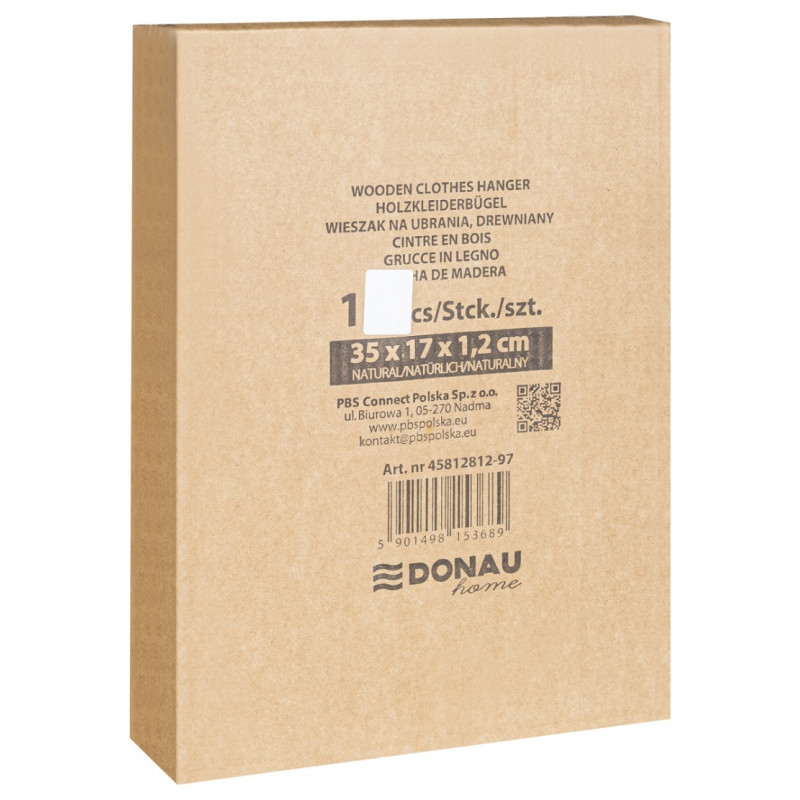 Wieszak na spodnie drewniany DONAU HOME, 35x17x1,2cm, 10 szt., naturalny