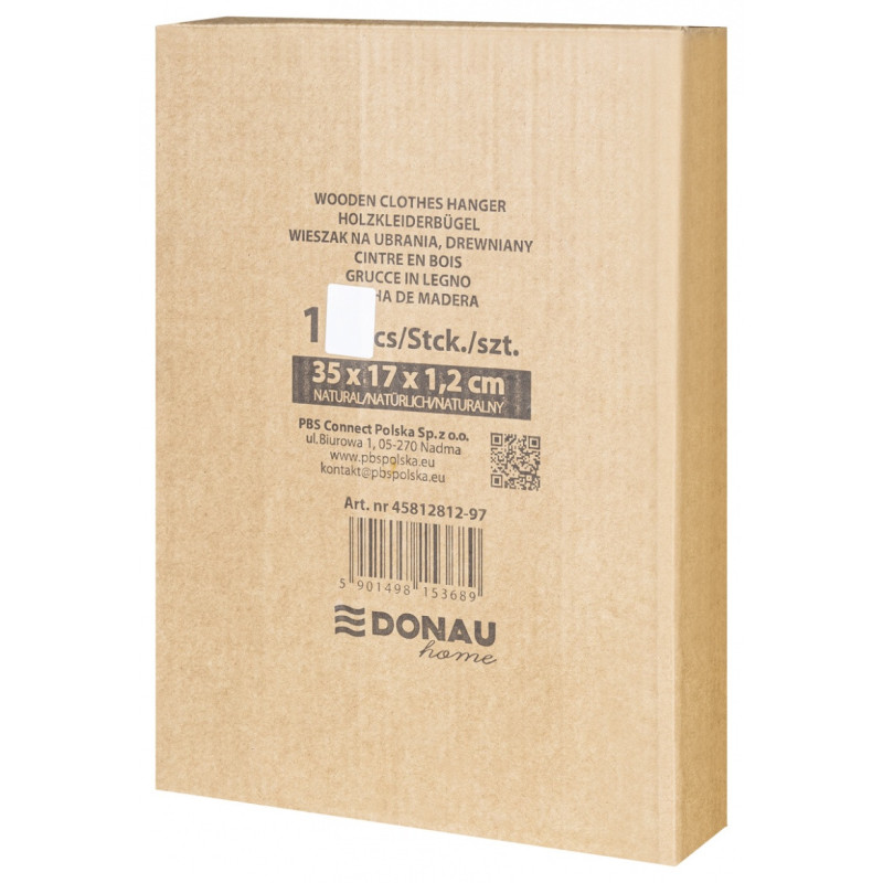 Wieszak na spodnie drewniany DONAU HOME, 35x17x1,2cm, 10 szt., naturalny