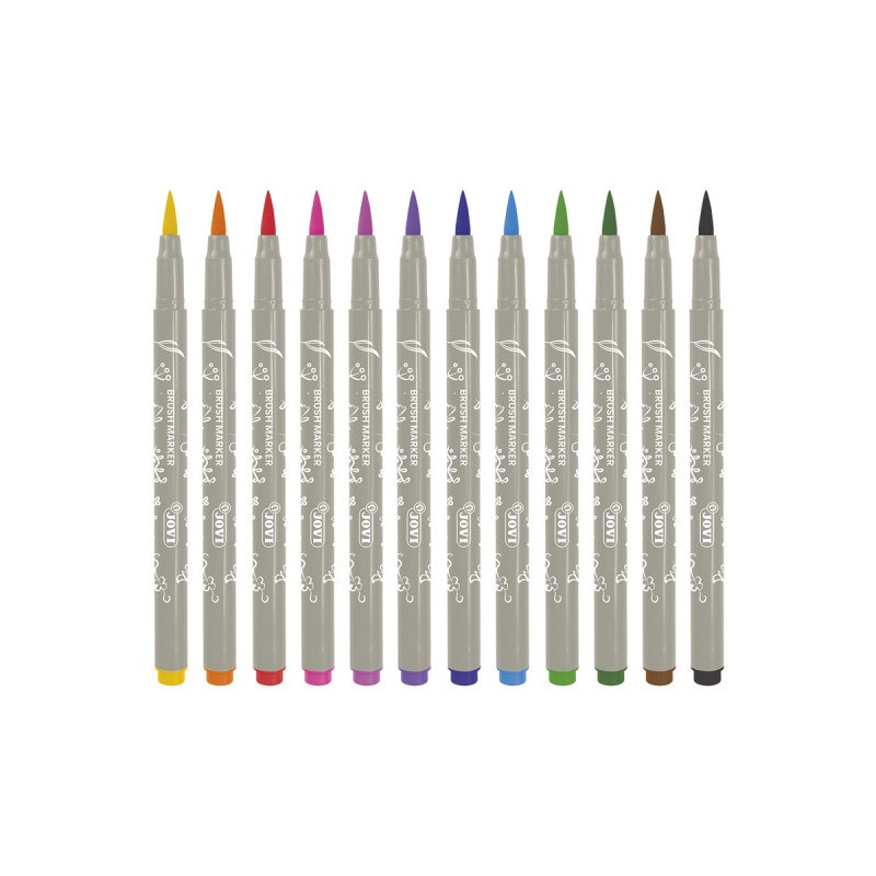 Brush markery JOVI, końcówka z pędzelkiem, 12 szt., mix kolorów