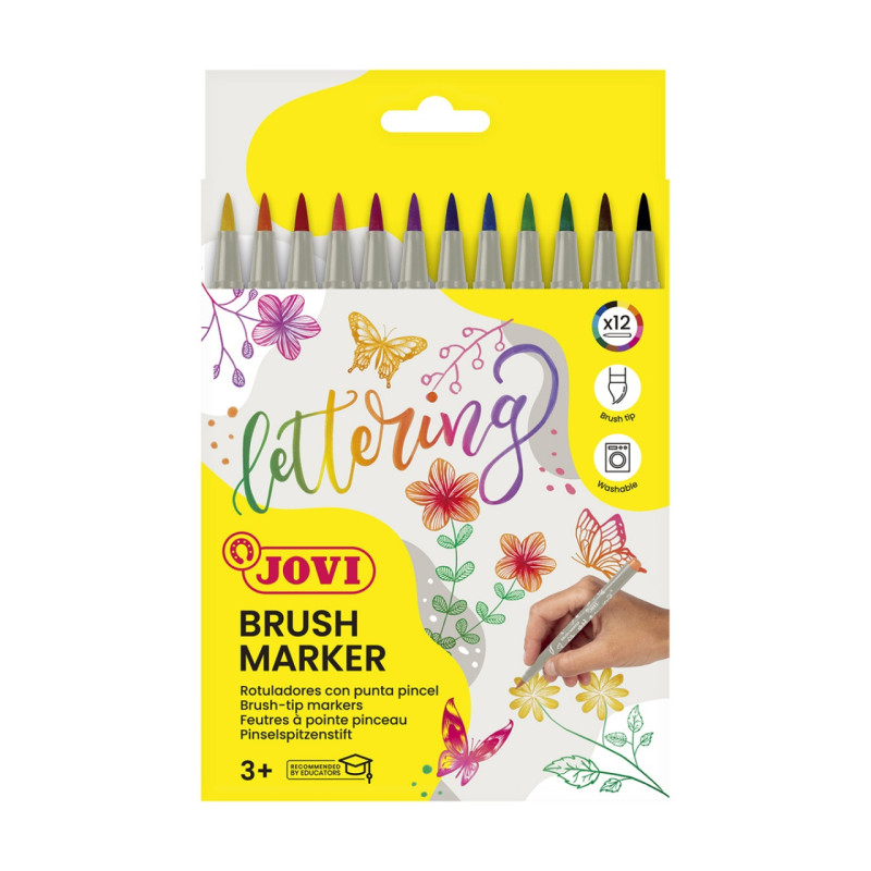 Brush markery JOVI, końcówka z pędzelkiem, 12 szt., mix kolorów