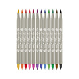 Brush markery JOVI, końcówka z pędzelkiem, dwustronne, 12 szt., mix kolorów