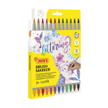 Brush markery JOVI, końcówka z pędzelkiem, dwustronne, 12 szt., mix kolorów