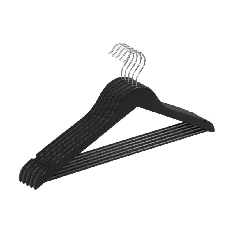 Wieszak na ubrania drewniany DONAU HOME, 44,5x23x1,2cm, 10 szt., czarny