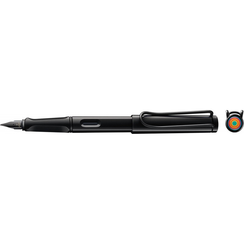 Pióro wieczne LAMY Safari 0B2 All Black, 6 kolorowych pierścieni, stalówka EF, czarne