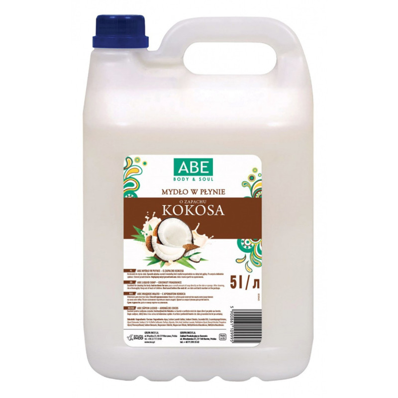Mydło w płynie ABE, 5l, kokos